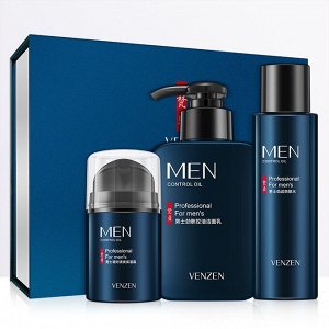 Мужской набор для ухода за кожей лица в коробке VEZE (Очищение + Тонизирование + Увлажнение)