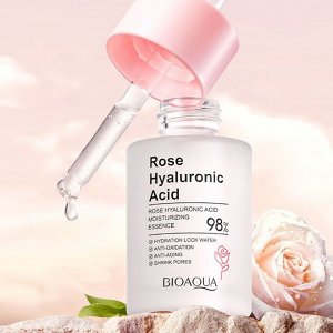 Сыворотка для лица увлажняющая с розой и гиалуроновой кислотой Bioaqua, 30 мл.