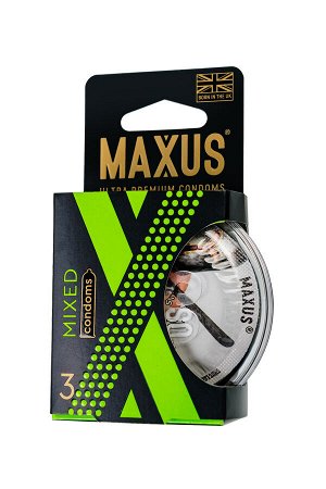 Презервативы Maxus Mixed, набор, латекс, пластиковый кейс, 3 шт.