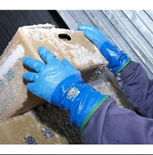 Японские утепленные резиновые термоперчатки SHOWA Blue 282