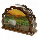 Салфетница деревянная &quot;Чашка кофе&quot; 12,5х8,5х4см (Россия)