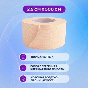 2 штуки. Лейкопластырь фикс. Арма, 2,5х500см тканевый телесный, №1