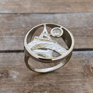 Серебряное кольцо "Париж,Париж!" - 1114