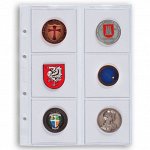Лист на 6 монет до 65 мм, Leuchtturm (Германия). Скользящие. Формат Optima.