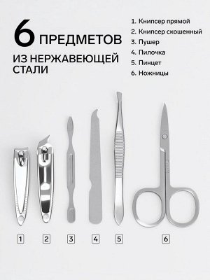 УЦЕНКА Набор маникюр 6пр 1-1-1-4 Гжель син/бел 10,8*6,8*2см PVC-чех накл QF