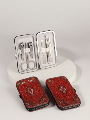 УЦЕНКА Набор маникюр 6пр 1-1-1-4 Ковёр красн 10,8*6,8*2см PVC-чех накл QF