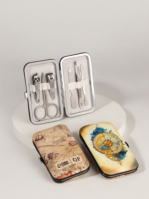 УЦЕНКА Набор маникюр 6пр 1-1-1-4 Компас Ретро 10,8*6,8*2см PVC-чех накл QF