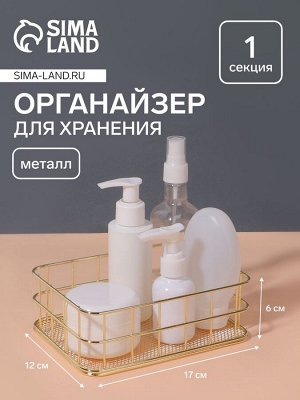 Органайзер для хранения косметических принадлежностей «РАФАЭЛЬ», 17x12x6 см, цвет золотистый