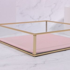Органайзер для хранения «PINK RIPPLES», стеклянный, 1 секция, 20x20x5 см, прозрачный/медный/розовый
