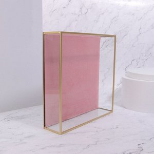 Органайзер для хранения «PINK RIPPLES», стеклянный, 1 секция, 24x24x6,5 см, прозрачный/медный/розовый