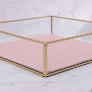 Органайзер для хранения «PINK RIPPLES», стеклянный, 1 секция, 24x24x6,5 см, прозрачный/медный/розовый
