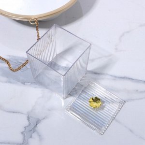 Органайзер для ватных палочек «FLOWER», с крышкой, 11x8.5x8.5 см, цвет прозрачный, золотистый