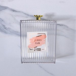 Органайзер для ватных палочек «FLOWER», с крышкой, 11x8.5x8.5 см, цвет прозрачный, золотистый
