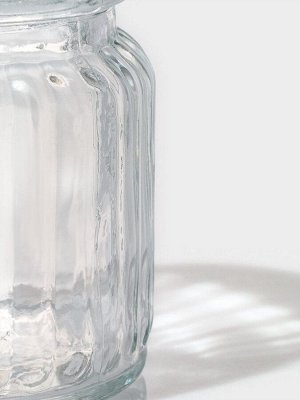 Банка для сыпучих продуктов Доляна «Зайка», 230 мл, с керамической крышкой, стекло, прозрачная