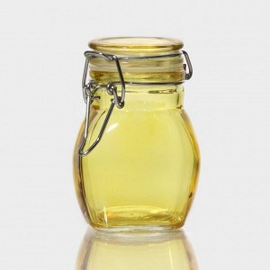 Банка стеклянная для хранения сыпучих продуктов «Овал», 100 мл, 6*8,5 см, с бугельным замком, цвет МИКС