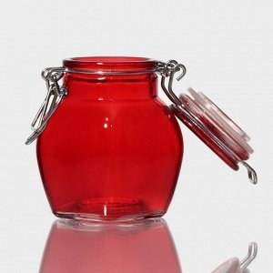 Банка стеклянная для хранения сыпучих продуктов «Овал», 100 мл, 6*8,5 см, с бугельным замком, цвет МИКС