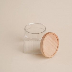 Банка для сыпучих продуктов SL Home «Афины», 1 л, 11*11.5 см, с деревянной крышкой. стекло, прозрачная