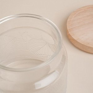Банка для сыпучих продуктов SL Home «Ивелин», 1 л, 12*12 см, с деревянной крышкой, стекло, прозрачная