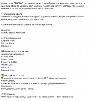 RENSARE, Сумка в клетку/черная, 30х40 см/8 л