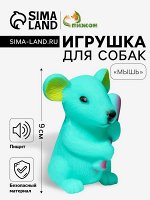 Игрушка пищащая &quot;Мышь&quot; для собак, 9 см, бирюзовая