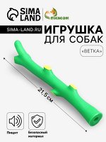 Игрушка пищащая &quot;Ветка&quot; для собак, 21,5 см, зелёная