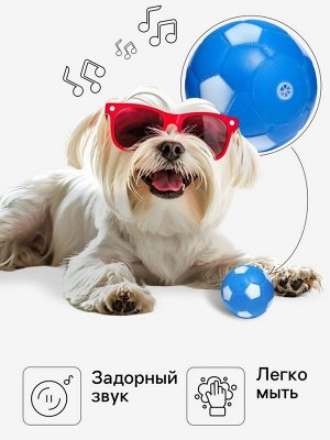Пижон Игрушка пищащая &quot;Мяч Футбол&quot; для собак, 6,2 см, синяя