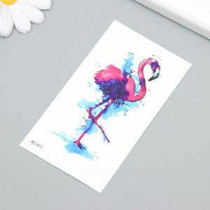 Татуировка на тело цветная "Фламинго. Акварель" 6х10,5 см