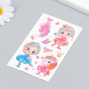Татуировка на тело цветная "Балерина и единорог" блестки 12х7,5 см