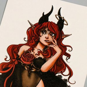 Татуировка на тело цветная "Чертовка" 26,1х14,6 см