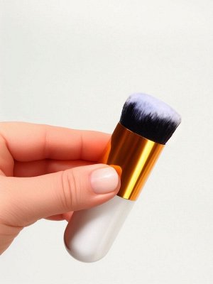 Кисть для макияжа «МИНИ», 10 см, белая/золотистая