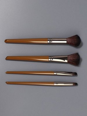 Набор кистей для макияжа, 4 предмета, 15.5 (±1) см, PVC-коробка, коричневый