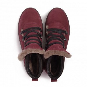 Ботинки зимние женские, бордовый нубук