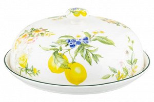 Блинница 23x23x9,5 см с рисунком "Лимоны" из NEW BONE CHINA