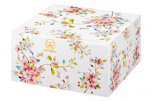 Блинница 23x23 см "Яблоневый цвет на белом" из новой костяного фарфора