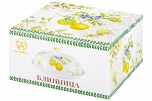 Блинница 23x23x9,5 см с рисунком "Лимоны" из NEW BONE CHINA