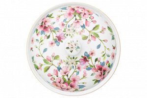 Блинница 23x23 см "Яблоневый цвет на белом" из новой костяного фарфора
