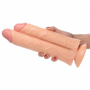 Телесный сдвоенный фаллоимитатор Double Stuffer 10" Double Pecker Dildo - 27 см.