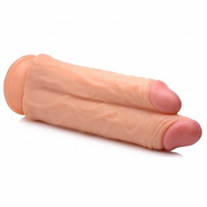 Телесный сдвоенный фаллоимитатор Double Stuffer 10" Double Pecker Dildo - 27 см.