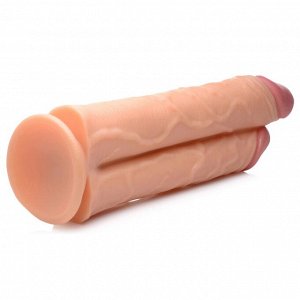 Телесный сдвоенный фаллоимитатор Double Stuffer 10" Double Pecker Dildo - 27 см.