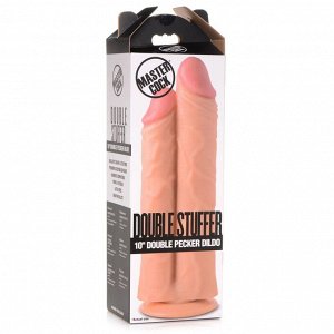 Телесный сдвоенный фаллоимитатор Double Stuffer 10" Double Pecker Dildo - 27 см.