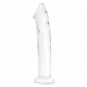 Большой стеклянный стимулятор 12’’ Glass Dildo With Veins & Flat Base - 28 см.