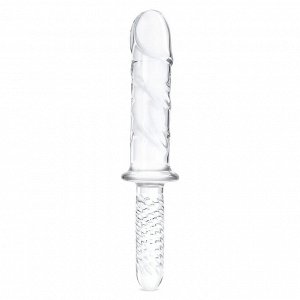 Стеклянный фаллоимитатор с рукоятью 11’’ Girthy Cock Double Ended With Handle - 28 см.