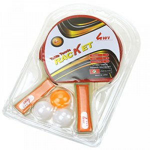 Ракетка для настольного тенниса 24,5х15см, набор 2 штуки + мяч д3,5см - 3 штуки, в блистере (Китай)
