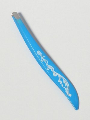Пинцет скошенный, узкий, 9 см, МИКС
