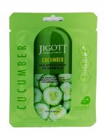 KR/ JIGOTT Маска-салфетка для лица &quot;Огурец&quot; / CUCUMBER Real Ampoule Mask