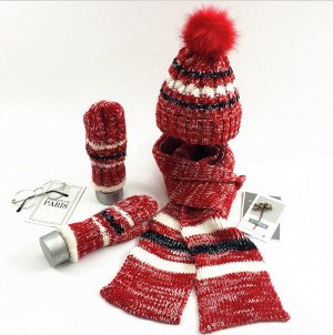 Комплект Потрясающий зимний  комплект, состоящий из шапочки, шарфа и пары варежек. Смотрим доп.фото!