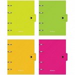 Тетрадь на кольцах А5, 80л., Erich Krause &quot;Glance Neon&quot;, пластиковая обложка, на кнопке