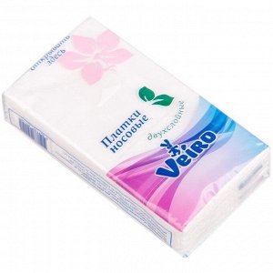 Платки бумажные носовые Veiro 2-х слойные, 18*20, белые, 10шт.