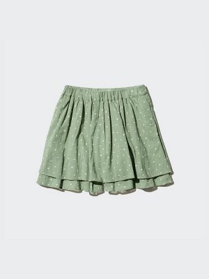 UNIQLO - хлопковая юбка-шорты в горошек с объемными сборками - 53 GREEN