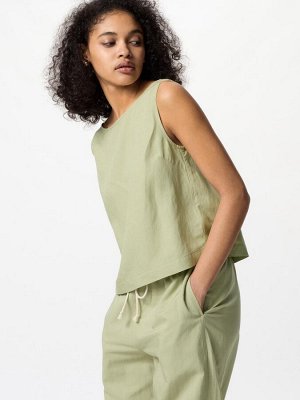 UNIQLO - однотонная блузка без рукавов из смесового льна - 52 GREEN